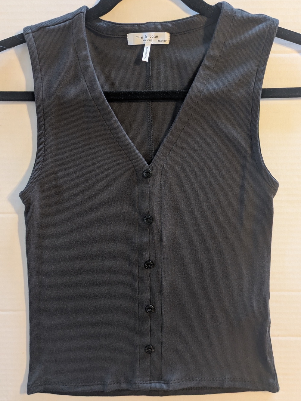 rag & bone Women's Charcoal Gray Sleeveless Button-Front Vest- XXS (NWOT)